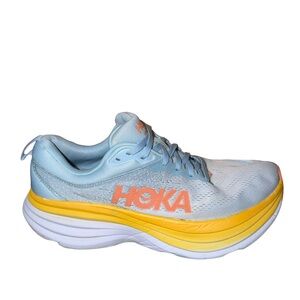 Hoka Bondi 8 Women's Light Blue and Yellow Running Shoe size 12 B
